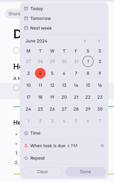 Date Picker Desktop